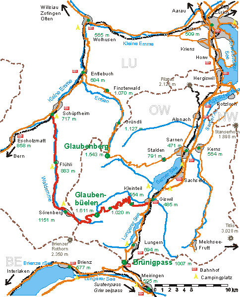 Karte Glaubenberg